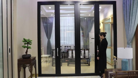 large opening residential balcony aluminum concertina folding patio doors on China WDMA