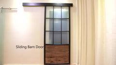 Frosted Glass Interior Door With Black Steel Frame, Steel insulated sliding barn door with hardware on China WDMA