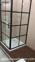 french diamond shaped 3 sided glass shower enclosure with black frame and hinge door on China WDMA