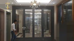 Modern Design Exterior Balcony Flexible Track Aluminum Glass 3 Panel Sliding Bifold Patio Door on China WDMA