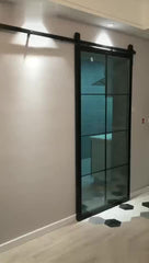 WDMA  Modern luxury multi sliding tempered glass barn door for bathroom