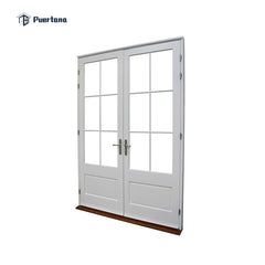 Out swing water proof safety locks secured double glass wood door with white frame french door for exterior on China WDMA
