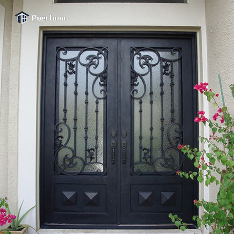 Outdoor Wrought Iron French Patio Glass Door Lowes Wrought Iron Front Double Main Entry Storm Door Price on China WDMA