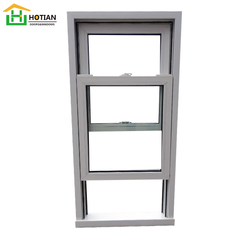 PVC single and double hung windows double glazed with grill design dust proof plastic window with fly screen