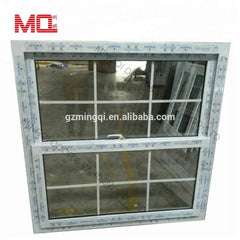 PVC vertical sliding window with grid upvc double hung window grill design on China WDMA