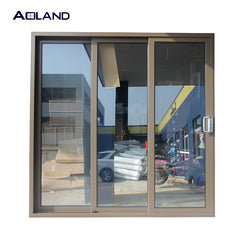 Patio 3-track Aluminium glass sliding door with security mesh design powder coating on China WDMA