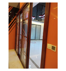 Patio Door Triple Rail Aluminum Double Tempered Glass Sliding Door with Mosquito Net on China WDMA