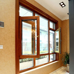 Popular designs aluminium frame glass windows with powder coating and wood grain on China WDMA