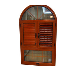 Powder coated aluminium framed wooden grain jalousie window wood louver door on China WDMA