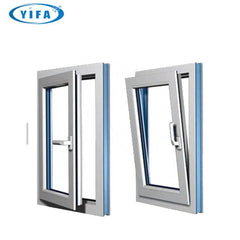 Prefabricated double hung W55 insulation burglar proof glass open style aluminum double pane swing window on China WDMA