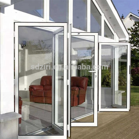 Professional supplier white exterior UPVC/PVC glass veranda bifold doors on China WDMA