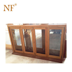 Quality wood clad Aluminum frameless bi fold folding accordion glass window on China WDMA