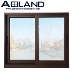 Residential system brown powder coated aluminium sliding windows with thin frame on China WDMA