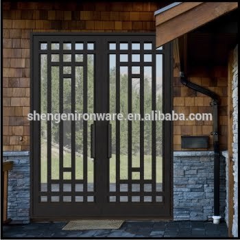 SZ-218 Modern Style Wrought Iron Double Security Door on China WDMA