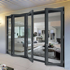 Safety design soundproof Indoor living room bi bifold profile door accordion interior glass aluminum folding doors on China WDMA