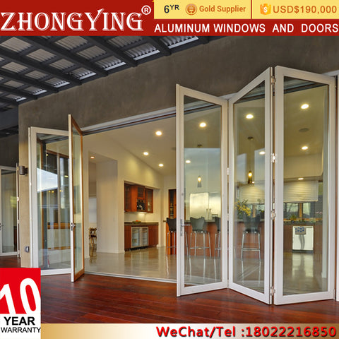 Screen Bifolding Lowes Aluminum Bi-Fold Door , Frameless Foldable Sliding Glass Louvre Doors System on China WDMA