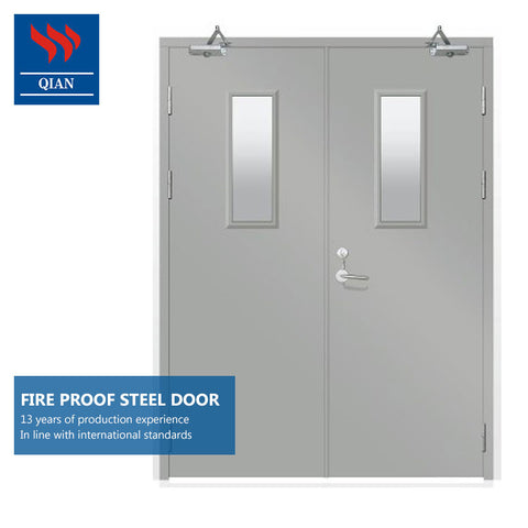 Security Metal Door Fire rated Steel Door with Fireproof Glass Window on China WDMA