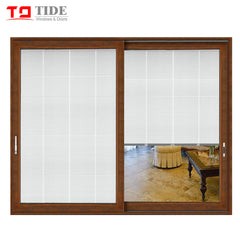 Sliding wood door aluminum wood sliding glass doors with glass internal blinds on China WDMA