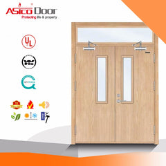 Solid Wooden Fire Rated Standard Size Hospital Door With Glass Window