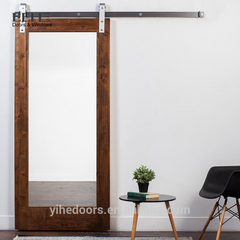 Soundproof interior sliding wood frame glass barn doors with glass inserts on China WDMA