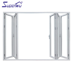 Soundproof thermal break wooden color Luxury Exterior Patio Lowes Glass Accordion Aluminium Bi-fold Doors on China WDMA