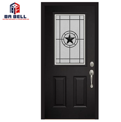 Superb quality timber frame exterior patio porte double black entry doors swing single steel door with glass on China WDMA