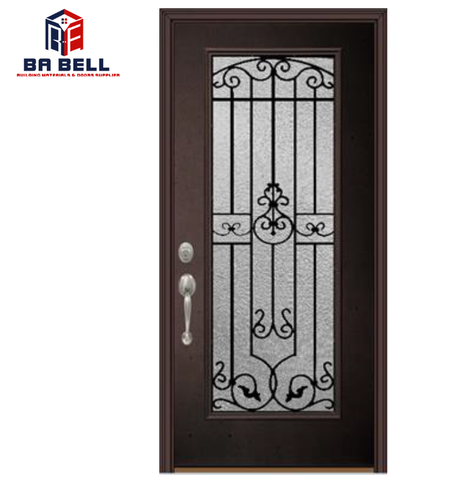 Superb quality timber frame exterior patio porte double black entry doors swing single steel door with glass on China WDMA