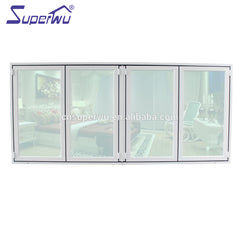 Superwu Australian standard powder coated frameless folding glass window design balcony folding window on China WDMA