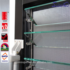 Superwu European style water proof glass window louvre low-E glass aluminium jalousie louvre windows on China WDMA