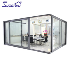 Superwu double glass aluminium corner sliding door used interior or exterior on China WDMA