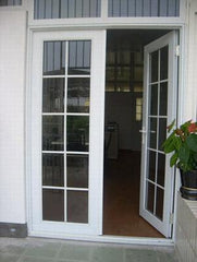 Swing aluminum alloy double french doors/exterior french doors/french patio doors with Wooden grain finished on China WDMA