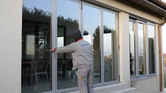 Powder Coated three panel sliding glass folding door with flyscreen on China WDMA