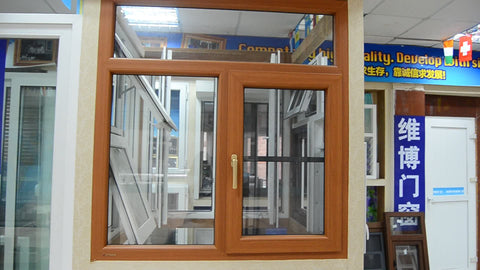 Upvc&pvc wood grain color Hurricane resistant casement window with fly screen on China WDMA