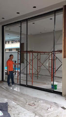 custom latest main designs narrow aluminium frame glass sliding stacking doors on China WDMA