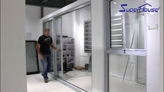 Commercial and Home 3 panel tempered safety glass aluminium profile sliding door on China WDMA