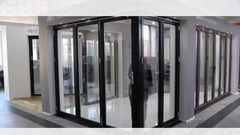 Soundproof thermal break wooden color Luxury Exterior Patio Lowes Glass Accordion Aluminium Bi-fold Doors on China WDMA
