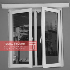 TeeYeo extrusion type white color cheap house vinyl windows for sale french casement style on China WDMA