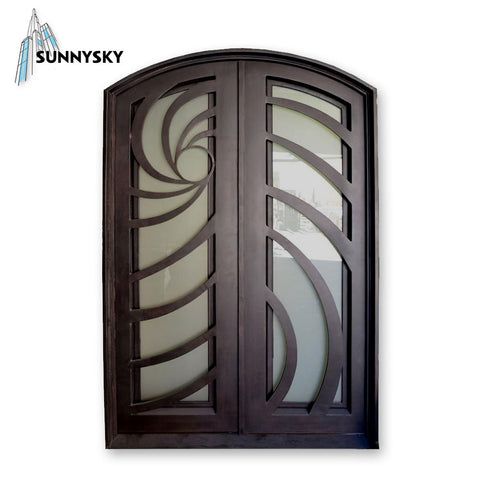 Tempered frosted glass installation cast wrought iron doors for tucson&denver on China WDMA