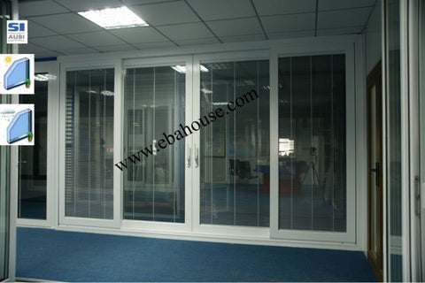 Thermal break four panels aluminum lift and sliding door with built-in blinds on China WDMA