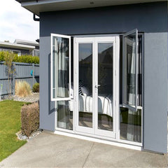 Thermal break frame decorative tempered glass aluminium casement doors for external with security screen on China WDMA