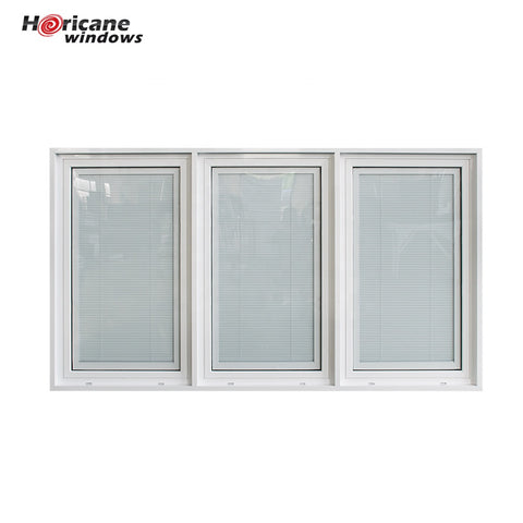 Three panel aluminium casement windows with built-in blinds on China WDMA