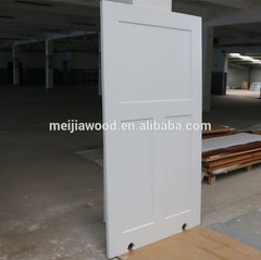 Three panels white paint stained pine wood insulated sliding barn door slab for bottom roller system on China WDMA