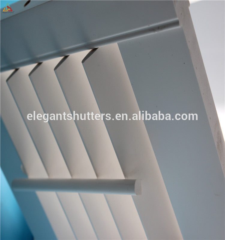 Tilt rod on the middle of panel Timber material louver PVC Plantation ...