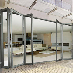 Top quality exterior main entrance aluminum bi folding glass door system on China WDMA