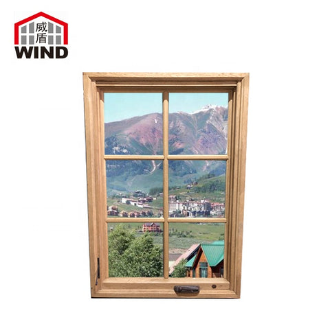 Top window American Crank Handle Aluminium wood Casement Double Glazed Windows on China WDMA