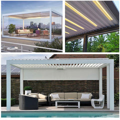 Modern Automatic Patio Outdoor Aluminum Pergola Opening Louvre Roof Aluminum Pergola
