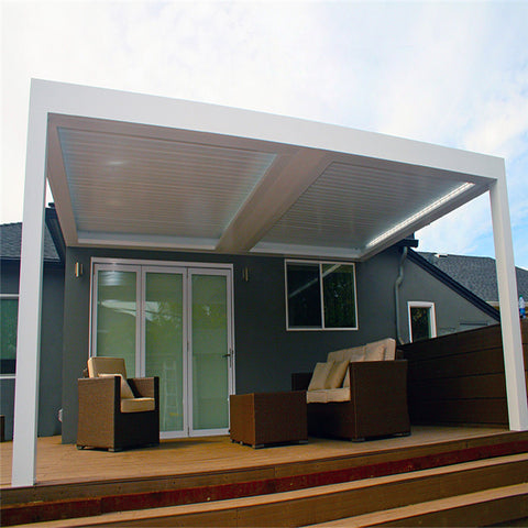 Customized Motorized Open And Close Retractable Aluminum Alloy Material Louver Roof Pergola
