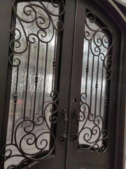 USA Standard 12 Gauge Steel Wrought Iron Double Door with Open Window Fly Screen on China WDMA