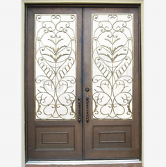 USA Standard 12 Gauge Steel Wrought Iron Double Door with Open Window Fly Screen on China WDMA