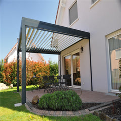 Customized Outdoor Garden Balcony Adjustable Waterproof Louvered Metal Roof Motorized Aluminum Pergola